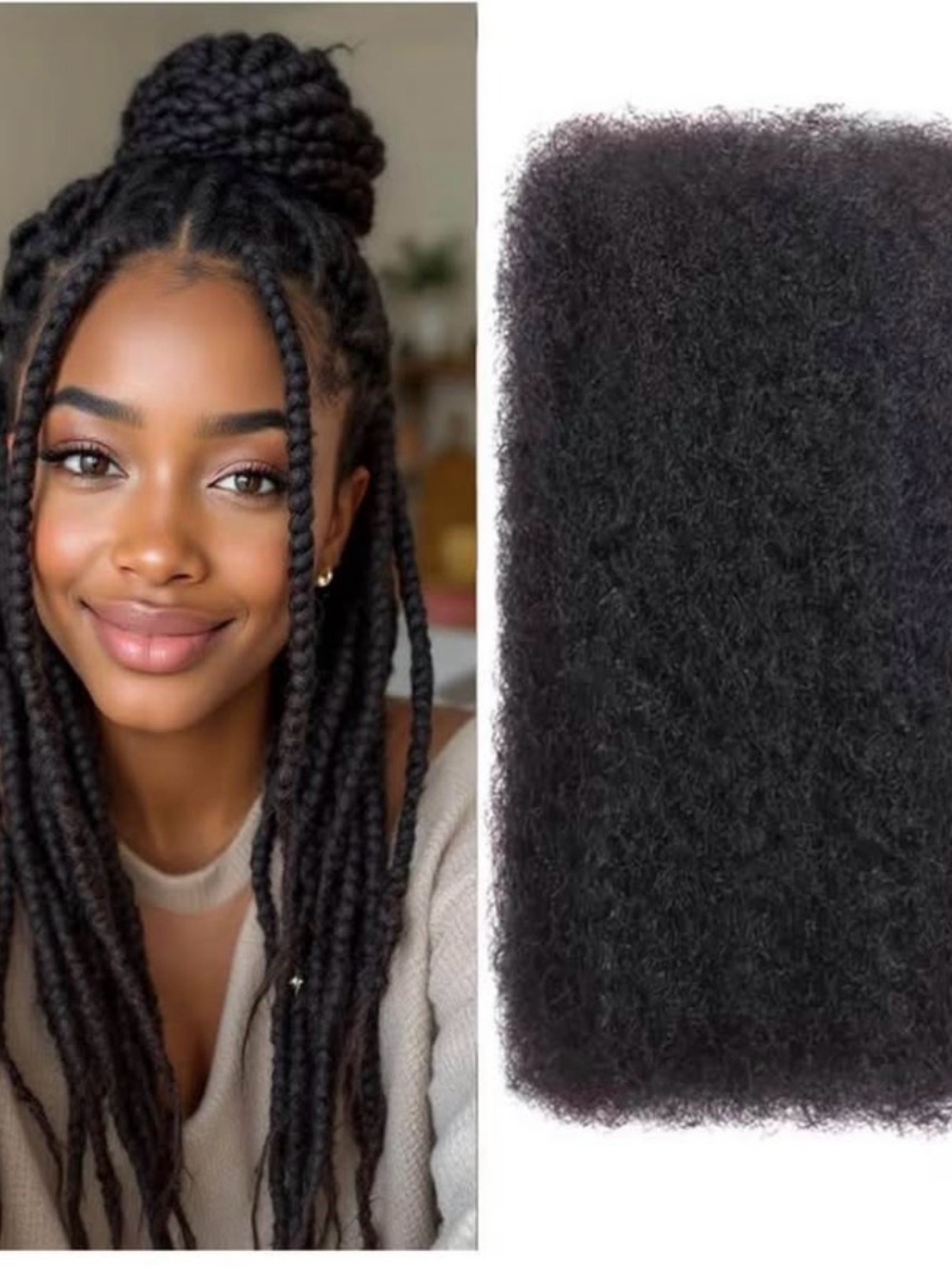 Afro kinky curly bulk for dreadlocks twists HUMAN HAIR black 16” - NEW